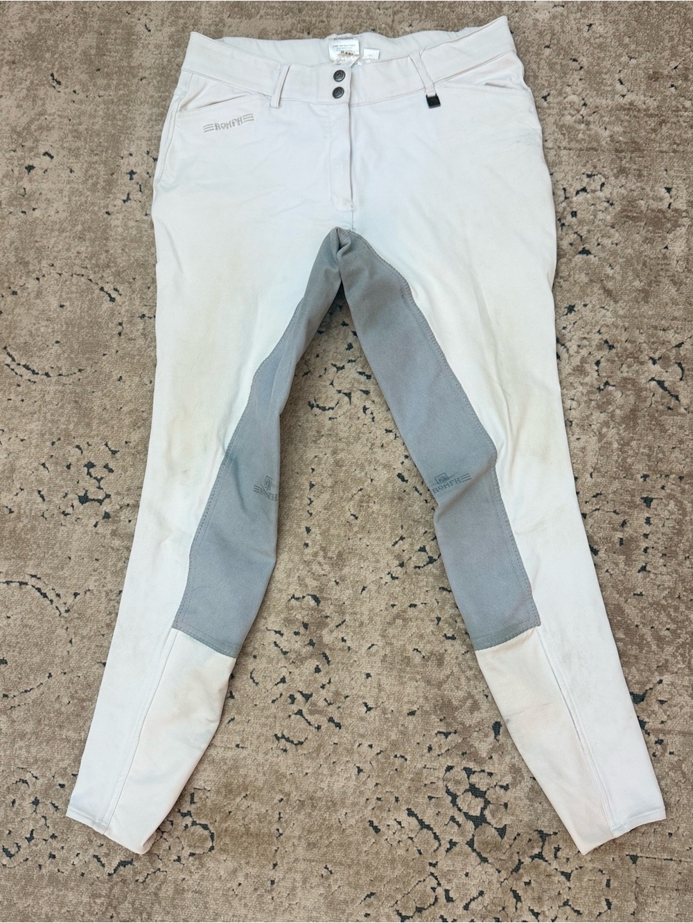 Romfh White and Light Gray Ankle Riding Breeches